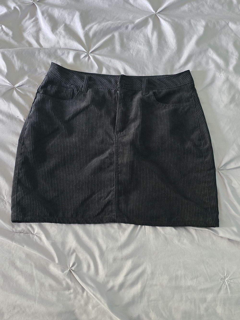 Ambiance Black Corduroy Mini Skirt